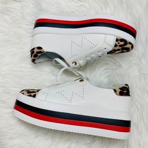 Striped Leopard Women's High Top Shoes